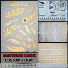 Temporary Tattoo Sticker Customize Metalic Tattoo and Package Free Sample YS999